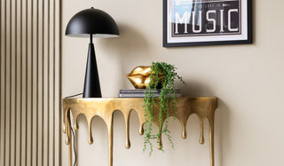 Landscape image of the Gold Drip Console Table