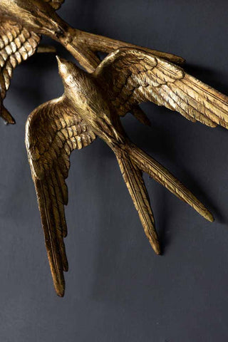 Close-up image of the Golden Swallows Bird Wall Hanging