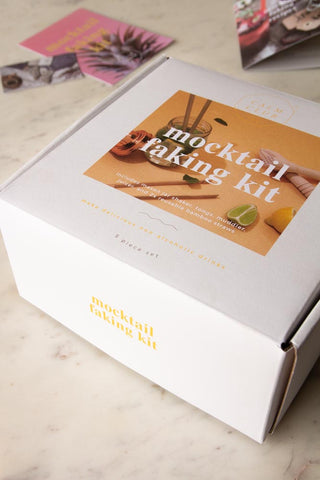 Image of the 5 Piece Mocktail Faking Kit Jar box on a white table