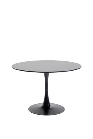 Image of the 70's Inspired Black Round Dining Table on a white background