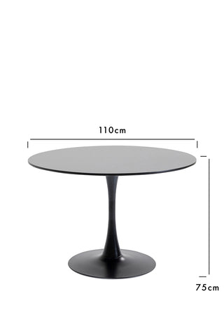 Dimension image of the 70's Inspired Black Round Dining Table