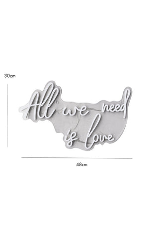 Dimension image of the All We Need Is Love LED Acrylic Neon Light