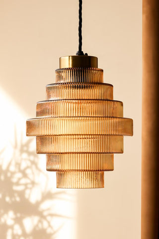 Lifestyle image of the Amber Tiered Glass Easyfit Ceiling Shade