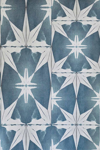 Close-up image of the Anna Hayman Designs Wanderlust Teal Wallpaper