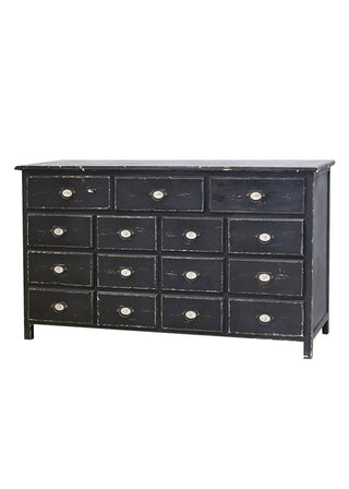 Image of the Antique Style Black Multi-Drawer Storage Cabinet on a white background