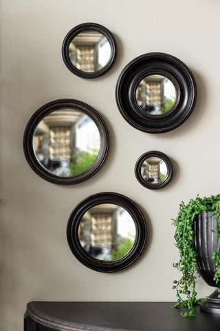 Image of the Antique Black Thin Framed Extra Small Convex Mirror