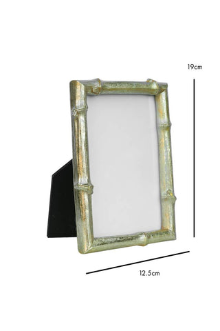 Dimension image of the Antique Gold Bamboo Photo Frame 4x6"