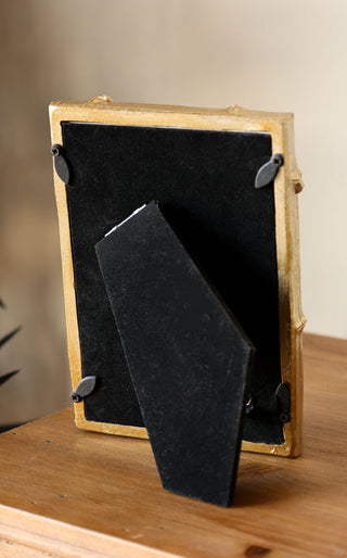 Image of the back of the Antique Gold Bamboo Photo Frame 4x6"