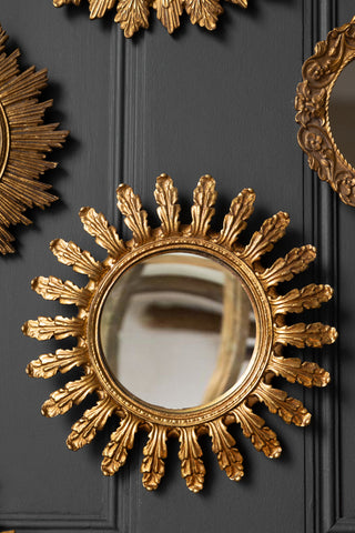 Detail image of the Antique Gold Decorative Frame Convex Mirror