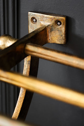 Image of the fixings for the Antique Gold Luggage Rack With Coat Hooks