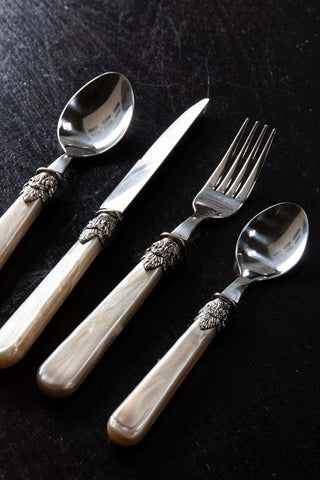 Close-up image of the Antique Champagne Cutlery 4-Piece Set