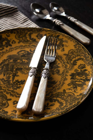 Lifestyle image of the Antique Champagne Cutlery 4-Piece Set
