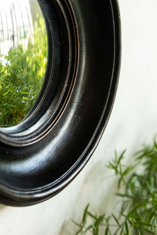 Image of the finish for the Antique Black Deep Framed Small Convex Mirror