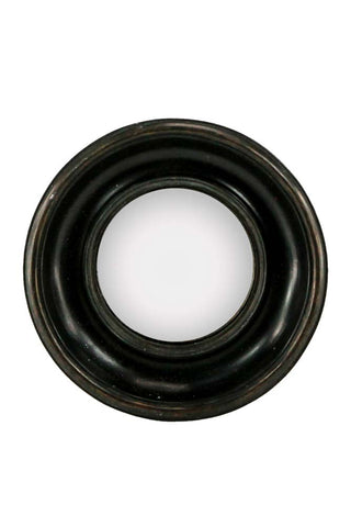 Image of the Antique Black Deep Framed Small Convex Mirror on a white background
