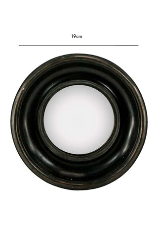 Dimension image of the Antique Black Deep Framed Small Convex Mirror