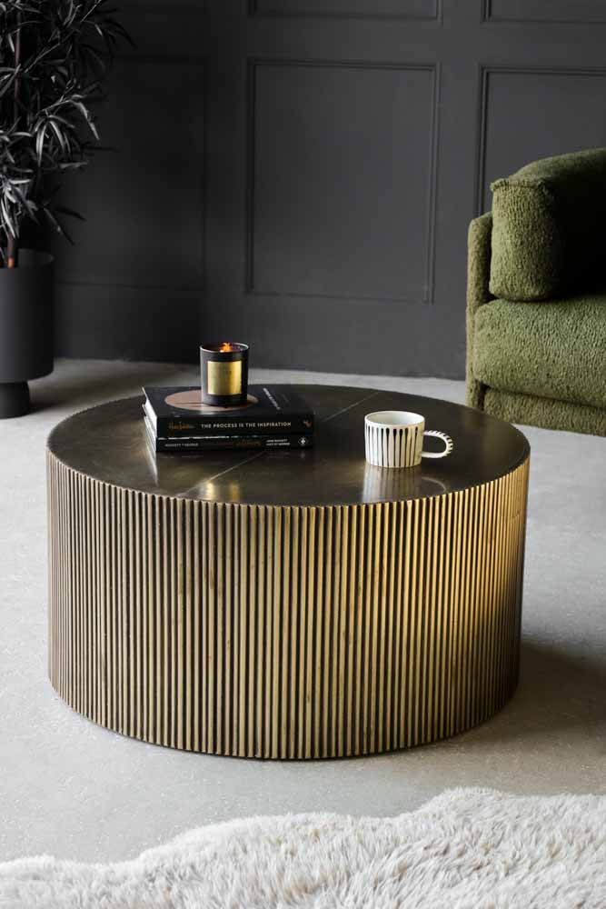 Antique Brass Round Coffee Table