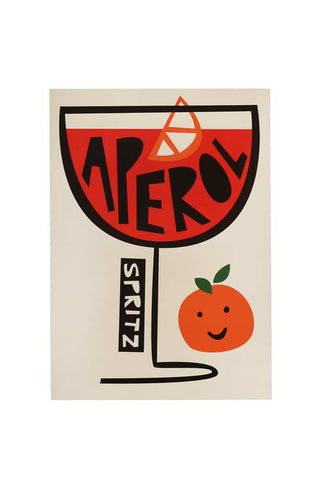 Image of the Aperol Spritz By Fox & Velvet A2 Art Print With Black Wooden Frame on a white background