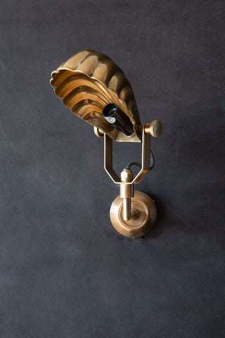 Image of the Art Deco Shell Wall Light angled up showing the bulb holder