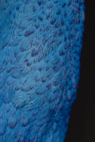 Close-up image of the neck of the Beautiful Blue Peacock Head Wall Decoration