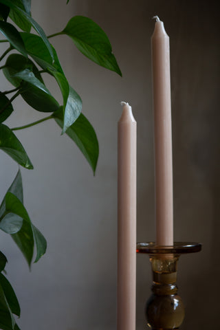 Image of 2 Dusky Rose Pink Beautiful Dinner Candles