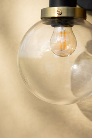 Detail image of the Black & Brass Glass Outdoor Wall Light