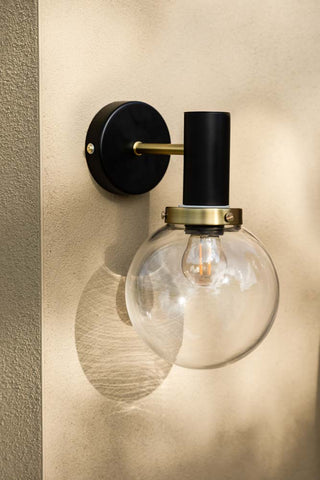 Image of the Black & Brass Glass Outdoor Wall Light