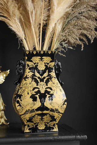 Lifestyle image of the Black & Gold Chinoiserie Porcelain Vase