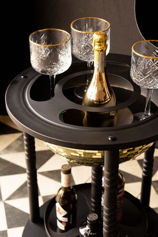 Detail image of the Black & Gold Disco Ball Drinks Trolley Cart