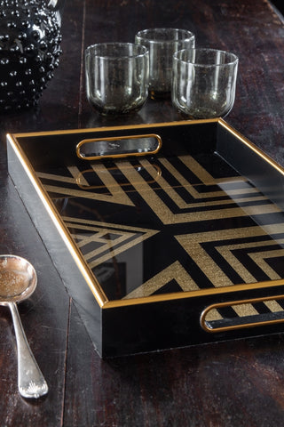 Angled image of the Black & Gold Square Display Tray