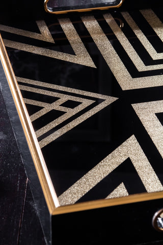 Close-up image of the pattern on the Black & Gold Square Display Tray