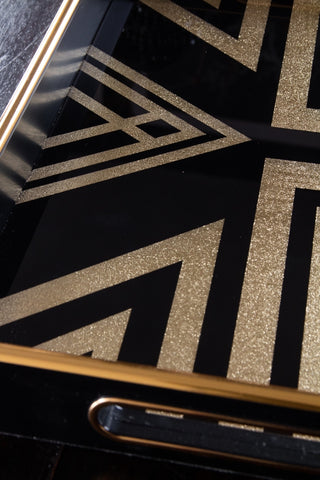 Close-up image of the Black & Gold Square Display Tray