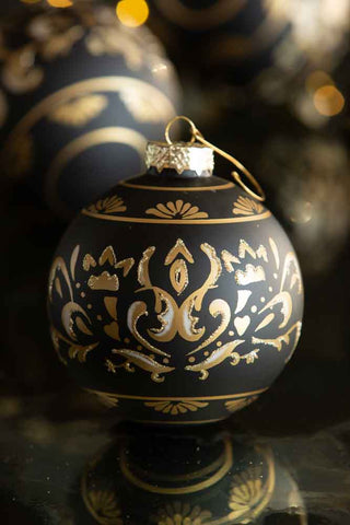 
Image of the Black & Gold Swirl Glass Bauble Christmas Tree Decoration
