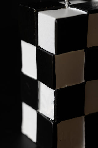 Detail image of the Black & White Miniature Checkered Candle