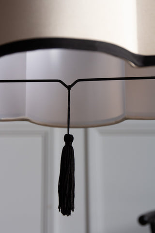 Close-up image of the tassel on the Black & Cream Lantern Curved Ceiling Lamp Shade