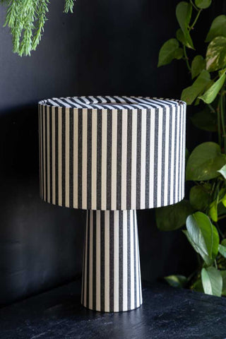 Lifestyle image of the Black & White Stripe Table Lamp