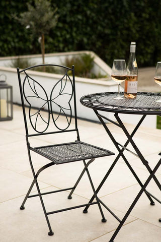 Image of the chair from the Black Butterfly Outdoor Table & Chair Bistro Set