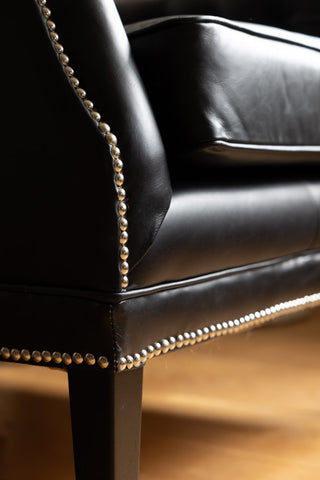Image of the studs for the Black Buttoned Back Leather Armchair