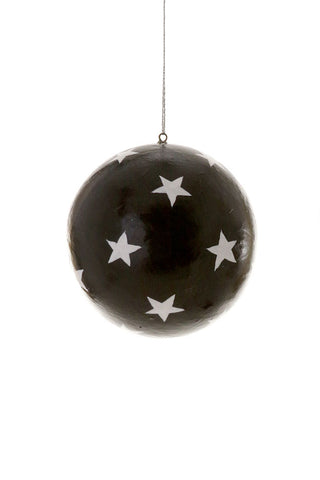 Image of the Black Christmas Decoration With White Stars on a white background