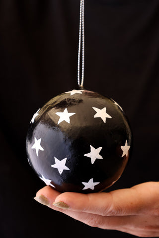 Image of the Black Christmas Decoration With White Stars