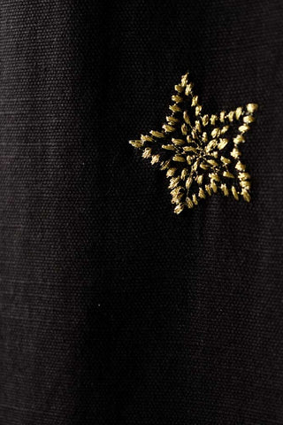 Detail image of the Set of 2 Black Curtains with Gold Embroidered Stars