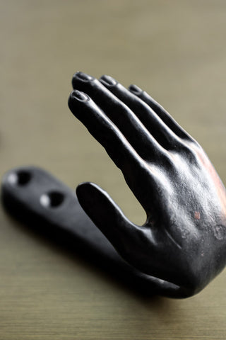 Close-up image of the Set of 2 Black Iron Hand Hooks