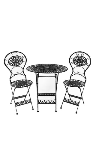 Image of the Black Metal Garden Table & Chairs Set on a white background