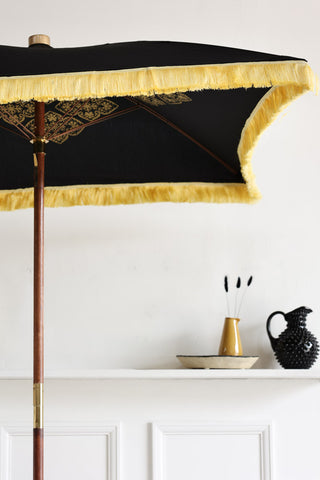 Image of underneath the Black Square Printed Parasol