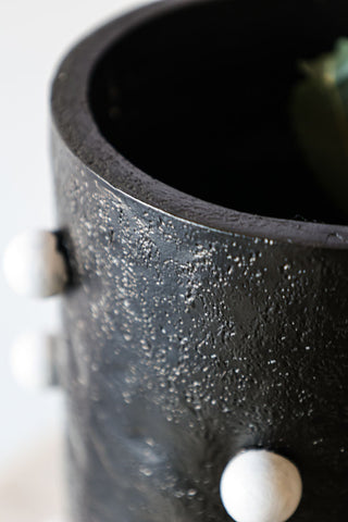 Detail image of the Black Vase With White Spots