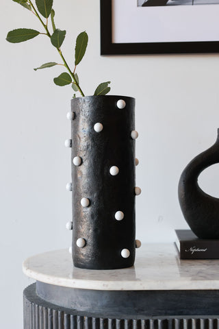 Image of the Black Vase With White Spots