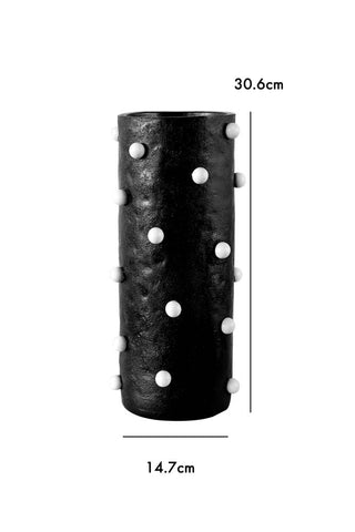Image of the Black Vase With White Spots on a white background with dimensions