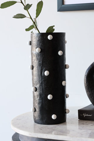 Lifestyle image of the Black Vase With White Spots