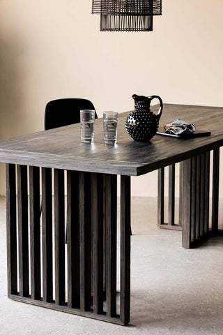 Image of the Black Wood Dining Table With Slatted Legs