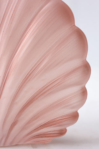 Detail image of the Blush Pink Frosted Glass Shell Vase