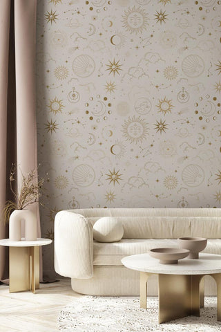 Lifestyle image of the Bobbi Beck Mystica Off-White & Gold Wallpaper